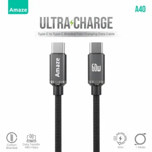 Amaze Ultra Charge A40 Type-C to Type-C Cable 60W Power Delivery Fast Charging Checking Warranty